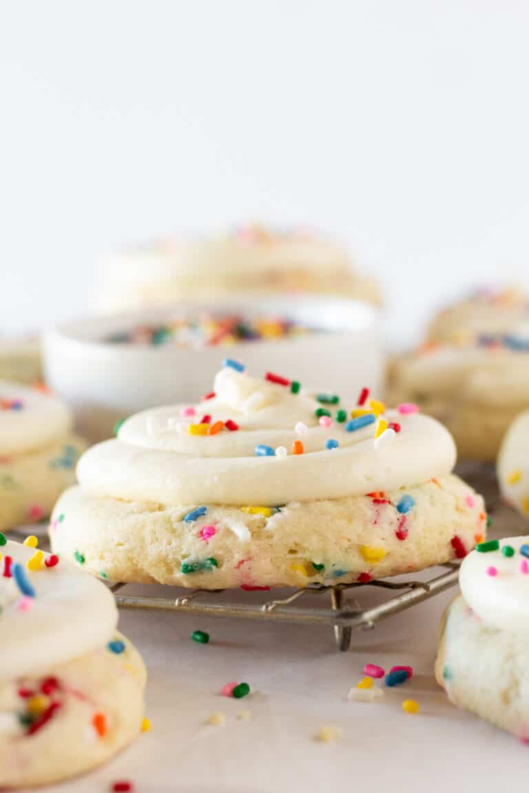 Copycat Cookies: Crumbl Birthday Cake Cookie Recipe made with a Cake Mix