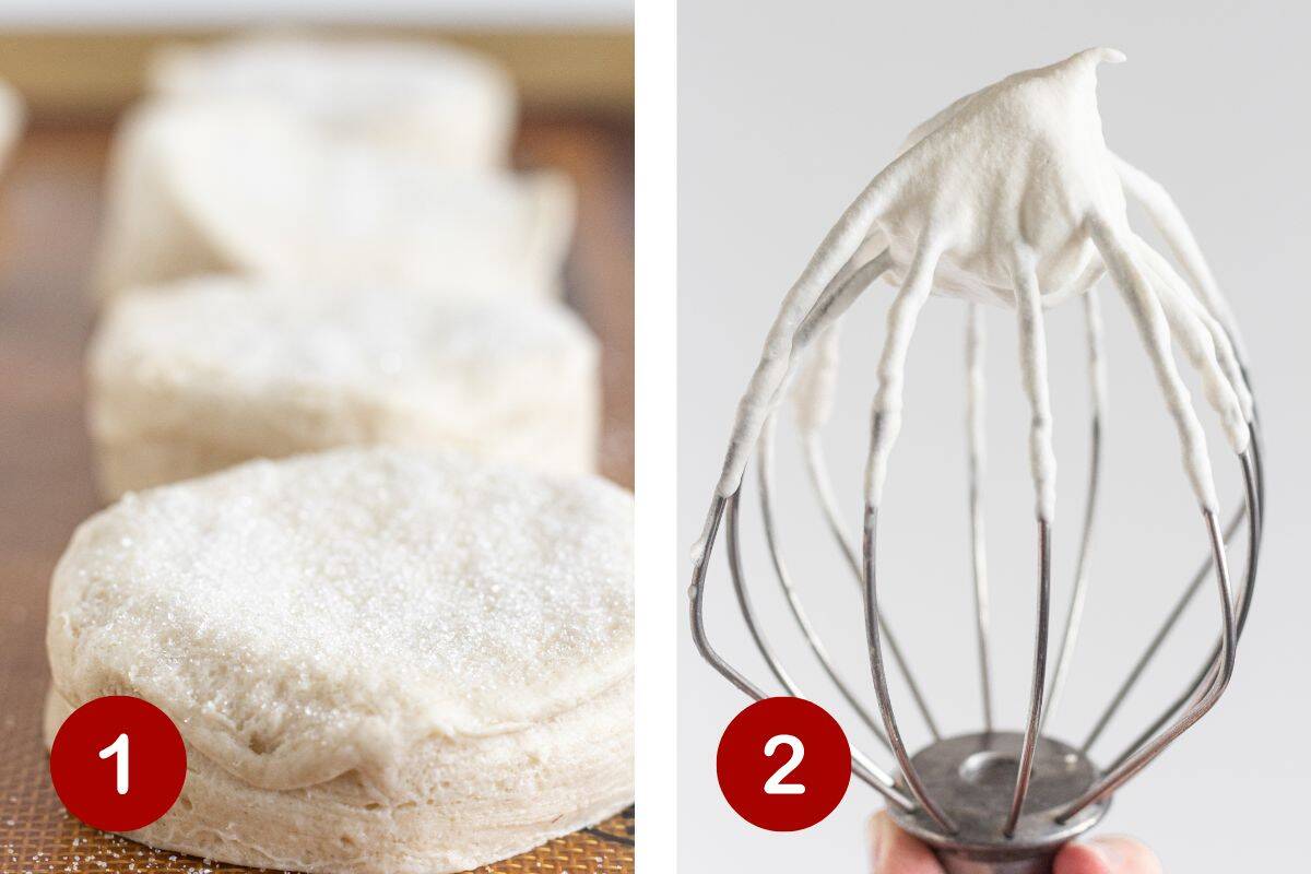 Adding sugar to the biscuits before making and making the whipped cream for raspberry shortcakes.
