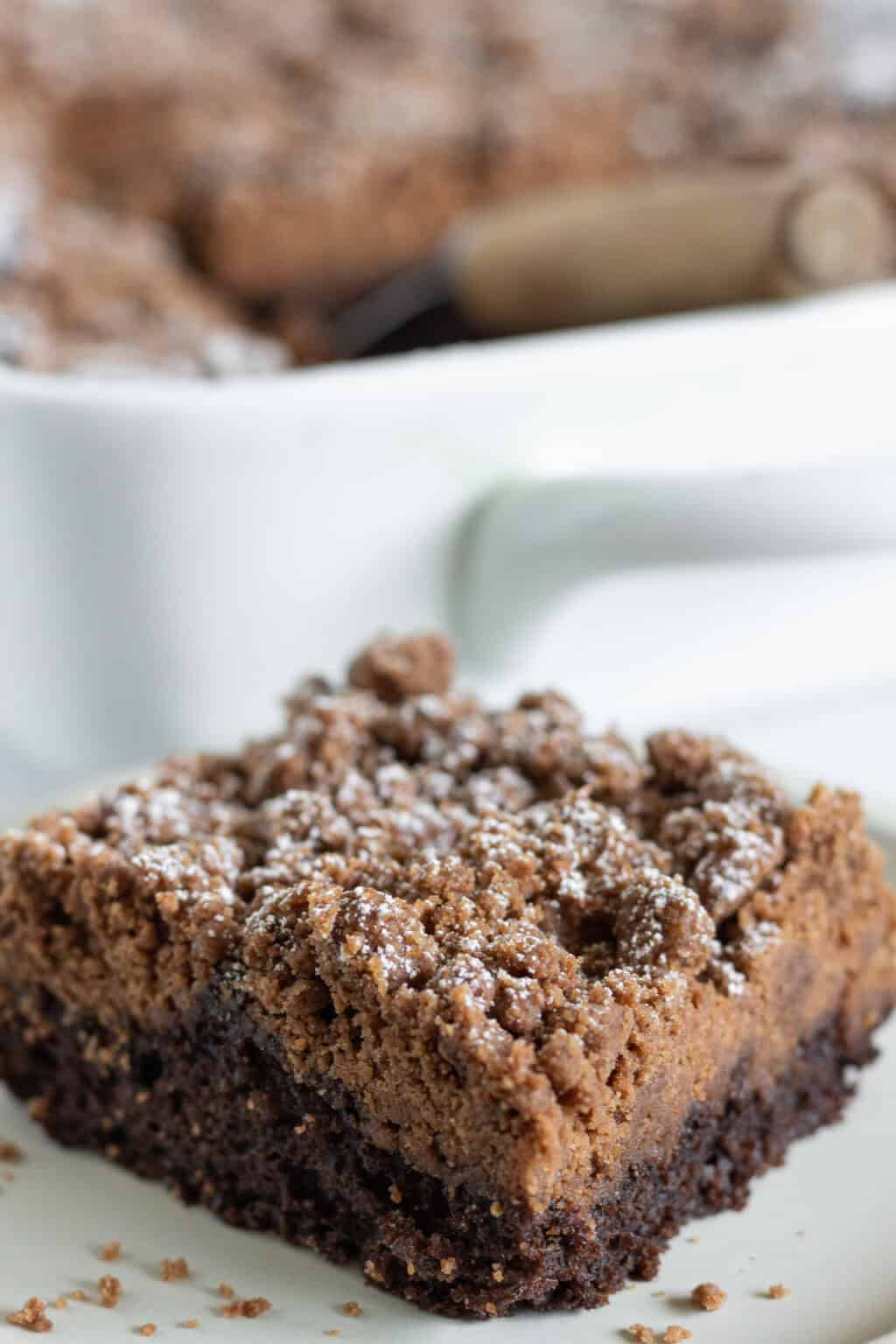 Easy Chocolate Crumb Cake Recipe made with a Cake Mix Practically