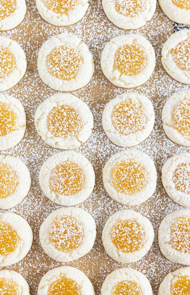 Easy Lemon Curd Thumbprint Cookies Recipe with a Cake Mix Recipe by top US Cookie blog, Practically Homemade