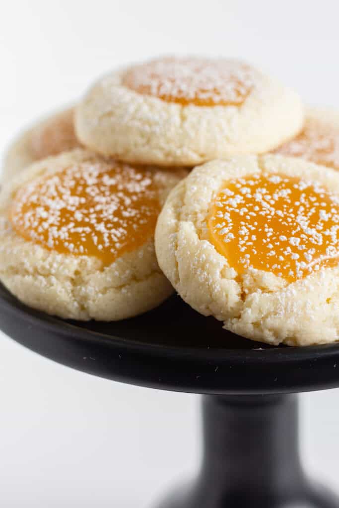Easy Lemon Curd Thumbprint Cookies Recipe with a Cake Mix Recipe by top US Cookie blog, Practically Homemade