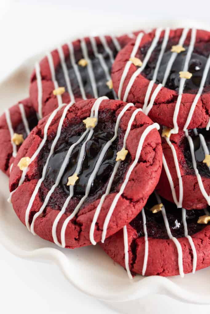 Red White and Blue Thumbprint Cookies with a Cake mix, by Top US cookie blog Practically Homemade