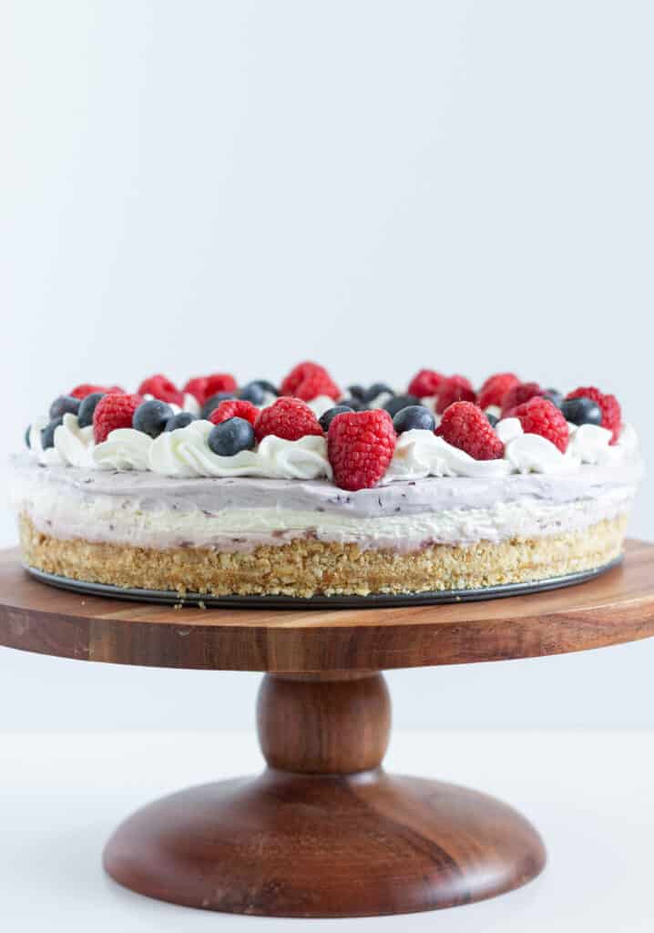 Easy Berry No Bake Cheesecake, by Top US dessert blog Practically Homemade