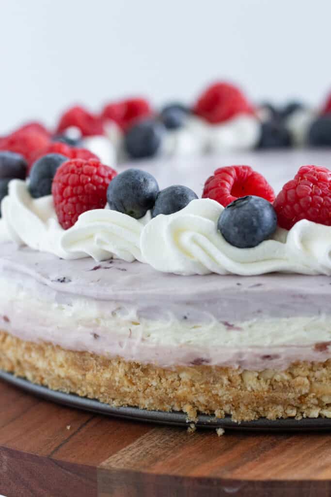 Easy Berry No Bake Cheesecake, by Top US dessert blog Practically Homemade