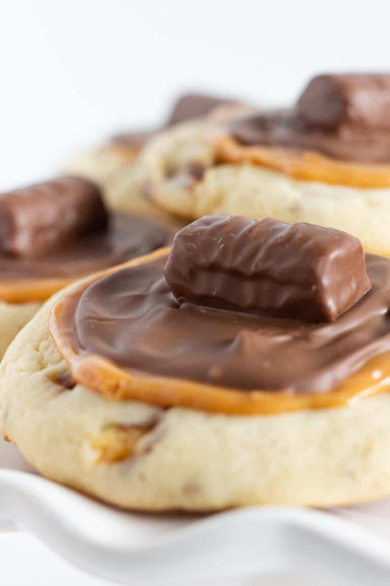Easy Copycat Crumbl Twix Cookies With a Cake Mix - Practically Homemade