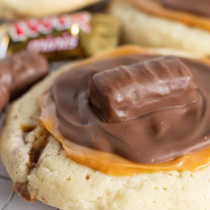 Easy Copycat Crumbl Twix Cookies With a Cake Mix - Practically Homemade