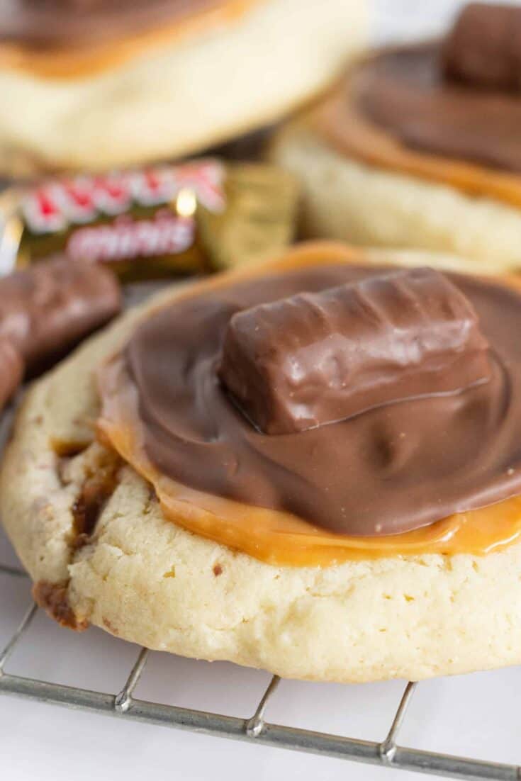 Easy Copycat Crumbl Twix Cookies With a Cake Mix - Practically Homemade