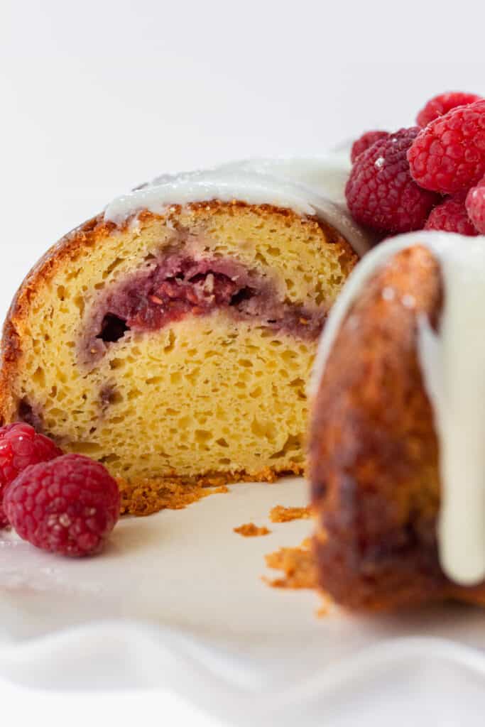 Easy White Chocolate Raspberry Bundt Cake Recipe, by Top US dessert blog Practically Homemade