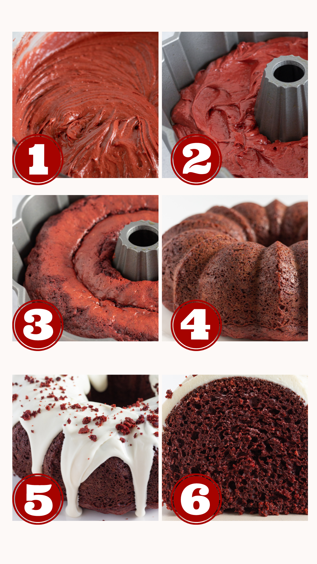 Step for making Easy Red Velvet Bundt Cake recipe, by Top US dessert blog Practically Homemade