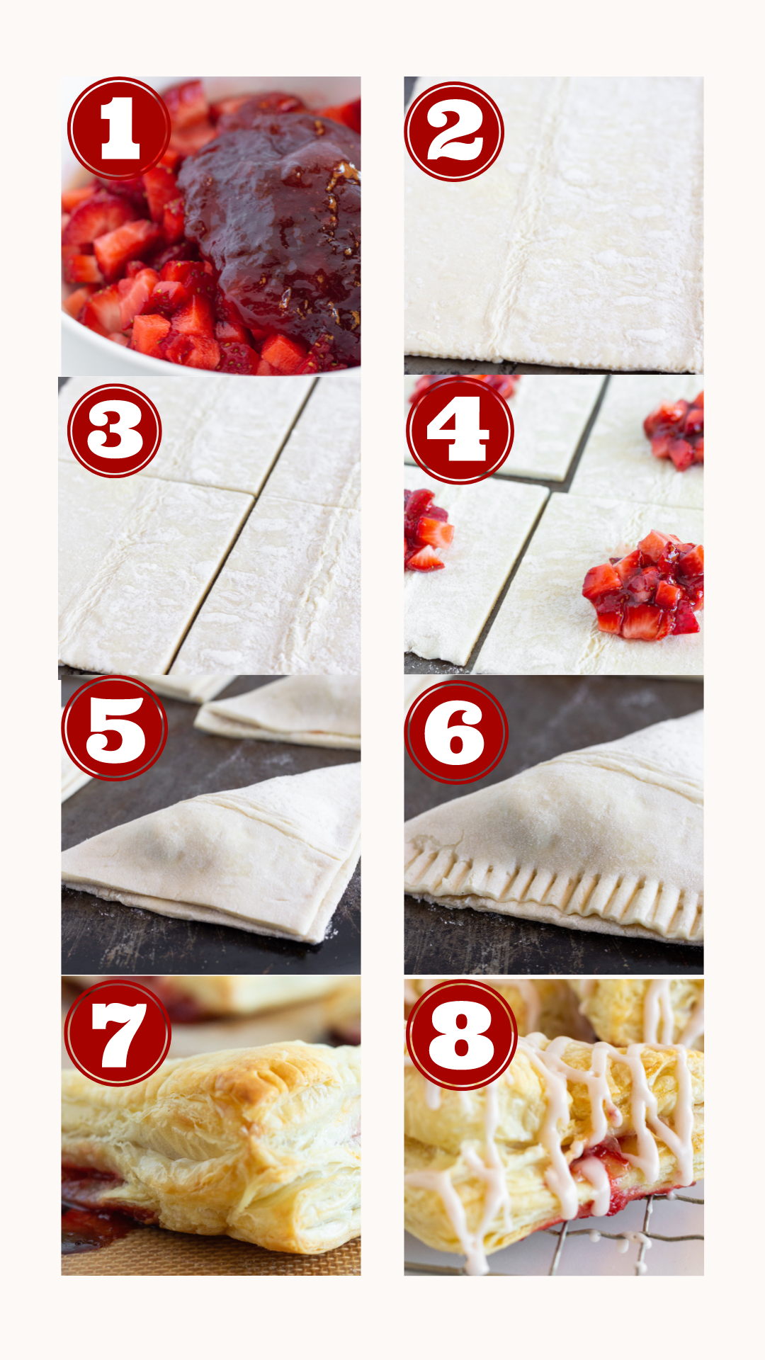 Steps for making Easy Strawberry Turnovers Recipe, by Top US dessert blog Practically Homemade