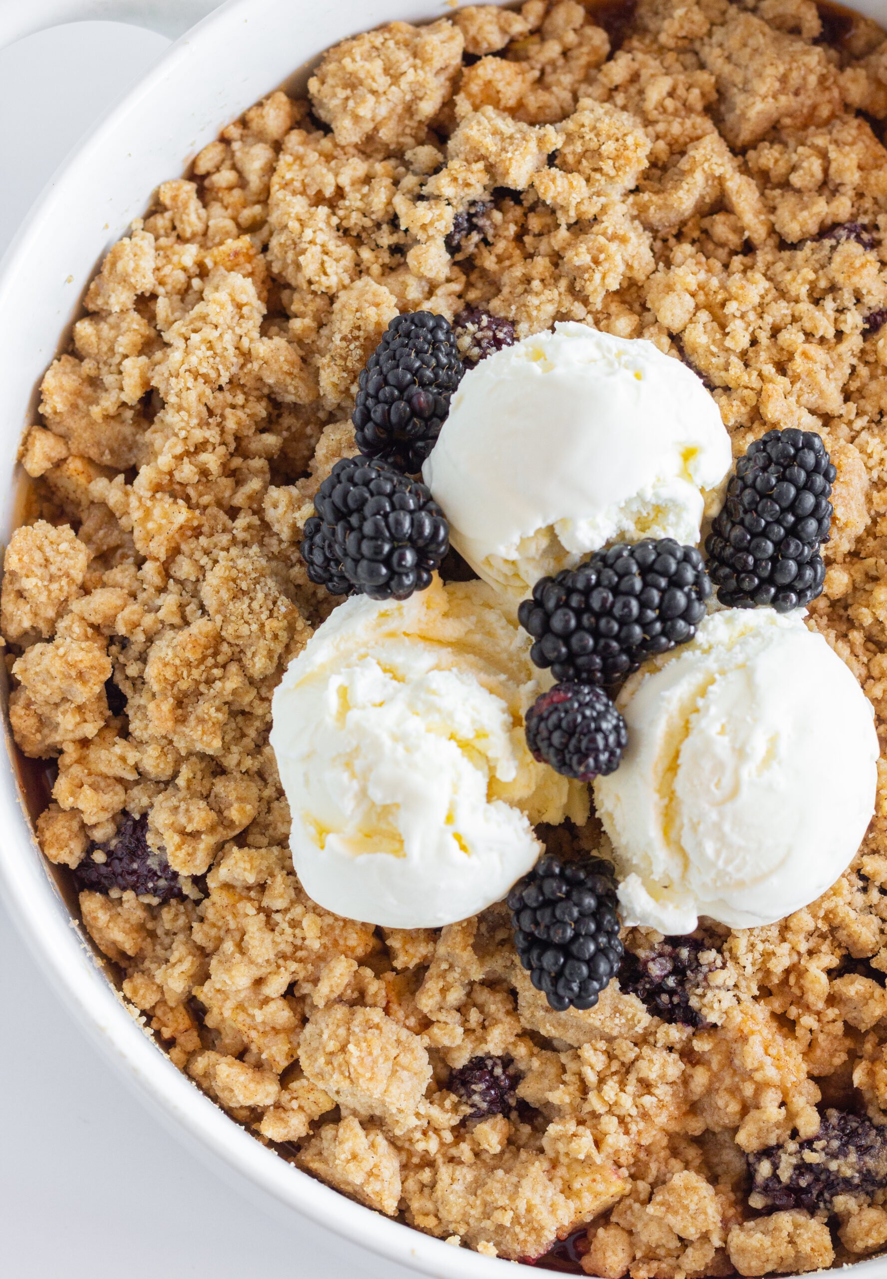Apple and Blackberry Crumble Recipe, by Top US dessert blog Practically Homemade