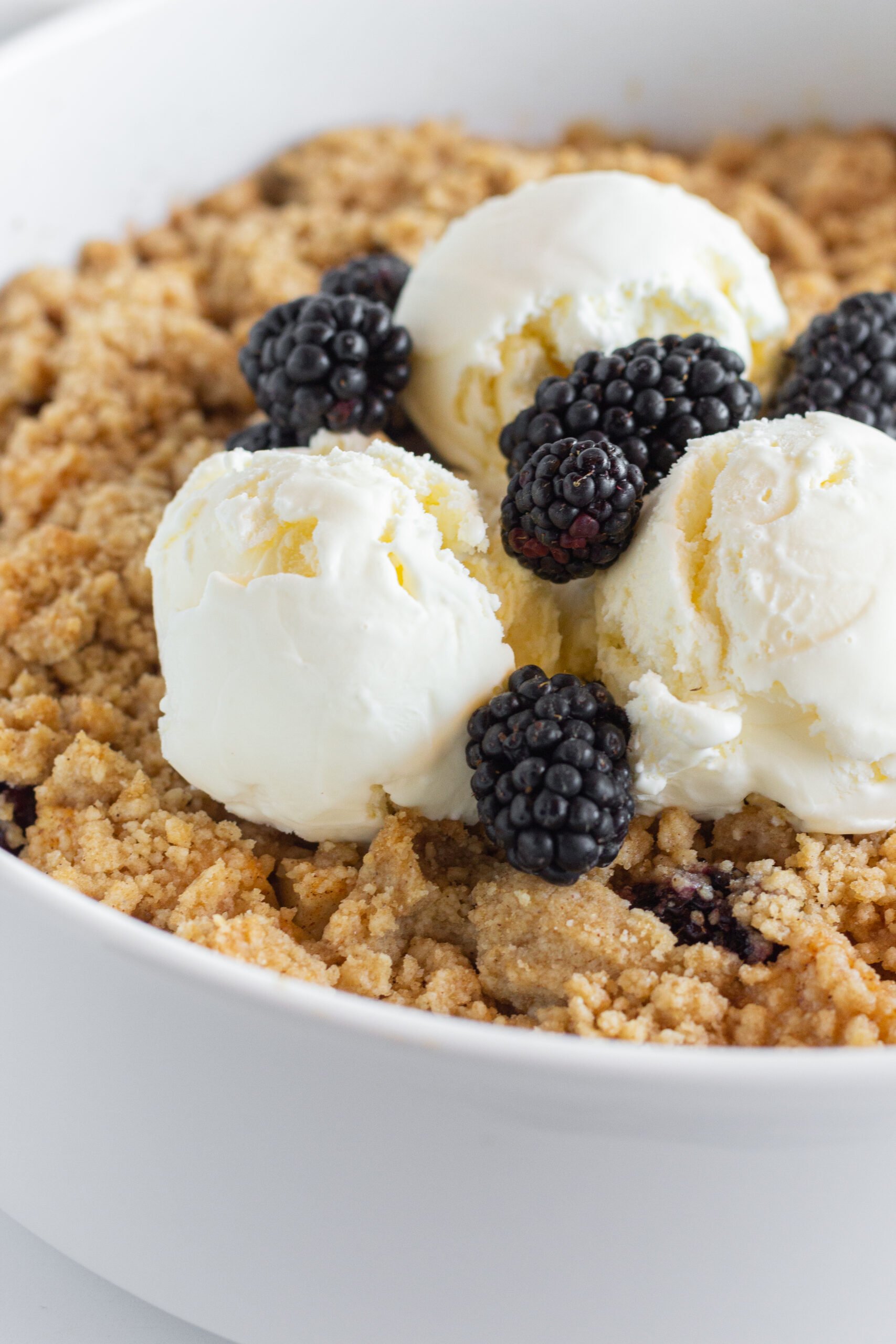 Apple and Blackberry Crumble Recipe, by Top US dessert blog Practically Homemade