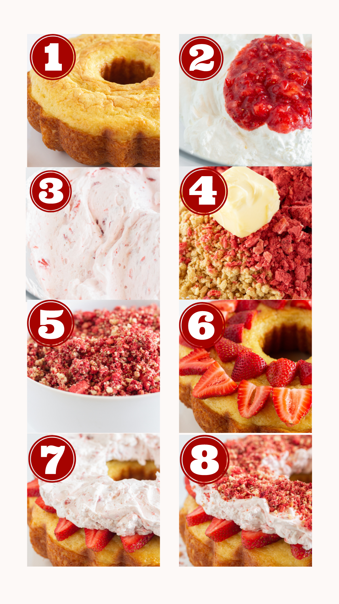 Steps for making Easy Strawberry Shortcake Crunch Cake, by Top US dessert blog Practically Homemade