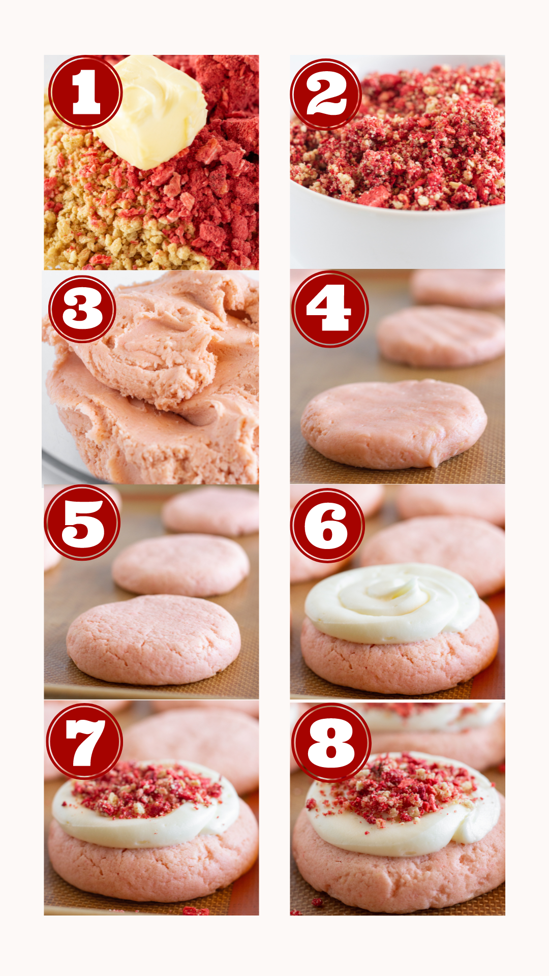 Steps for making Easy Strawberry Crunch Cookies, by Top US cookie blog Practically Homemade