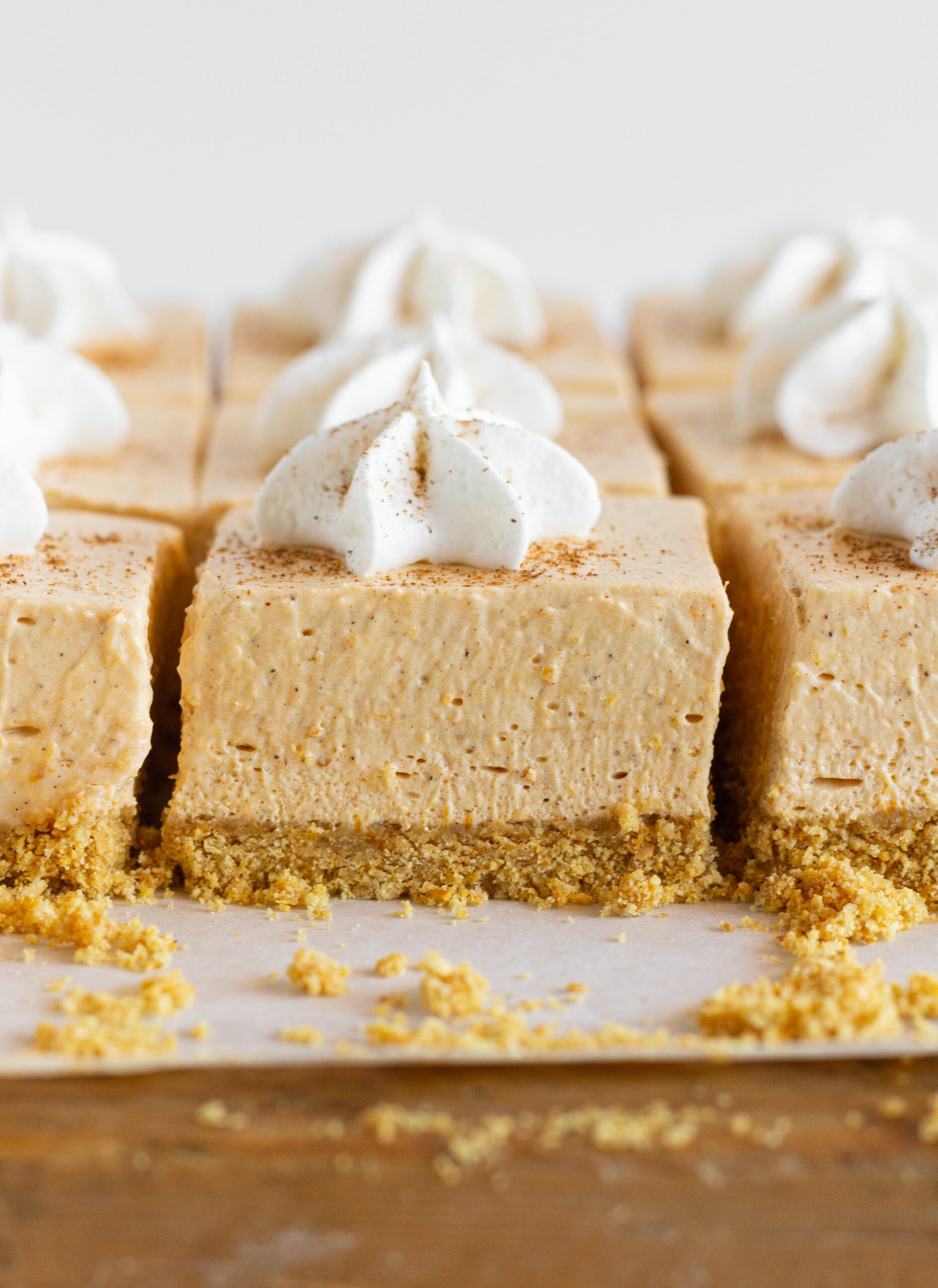 No Bake Pumpkin Cheesecake Bars, by Top US dessert blog Practically Homemade