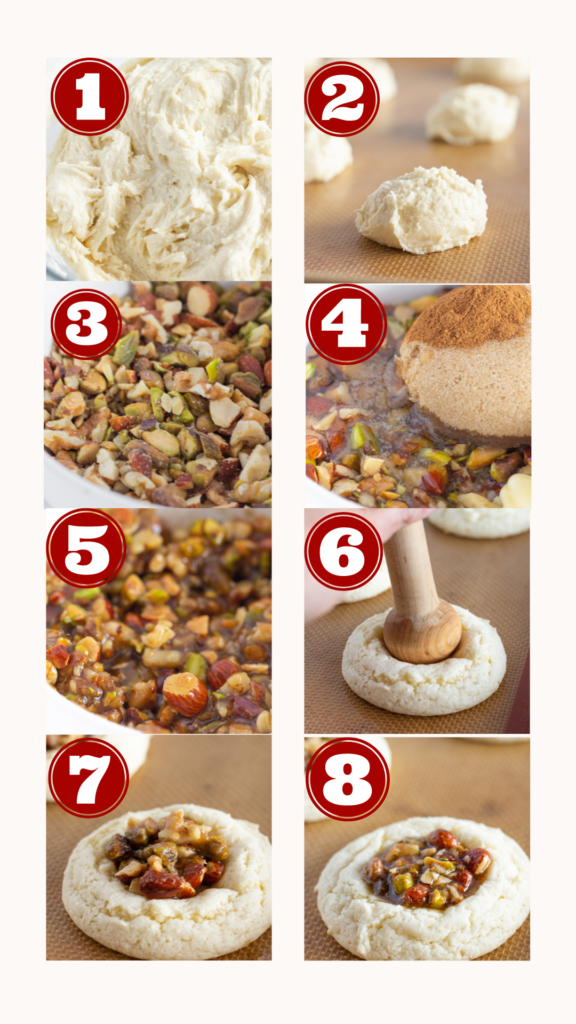 8 step by step photos of how to make Easy Baklava Cookies.