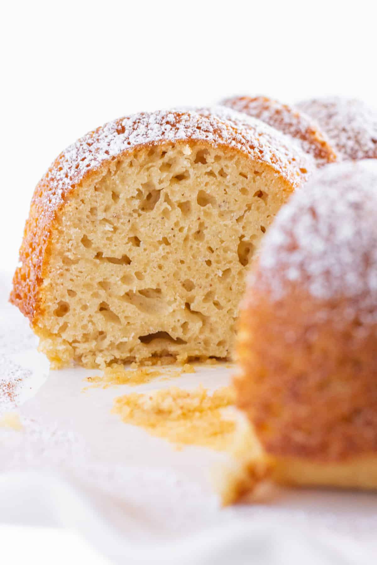 Looking into the middle of the Eggnog Bundt Cake.