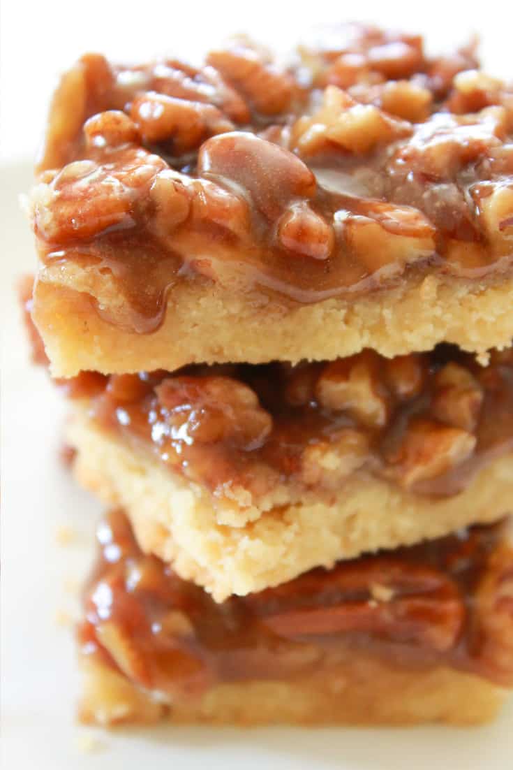 A stack of three Pecan Shortbread Bars.