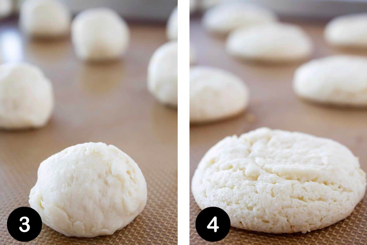 A photo of steps 3 and 4 in making Half Moon Cookies.