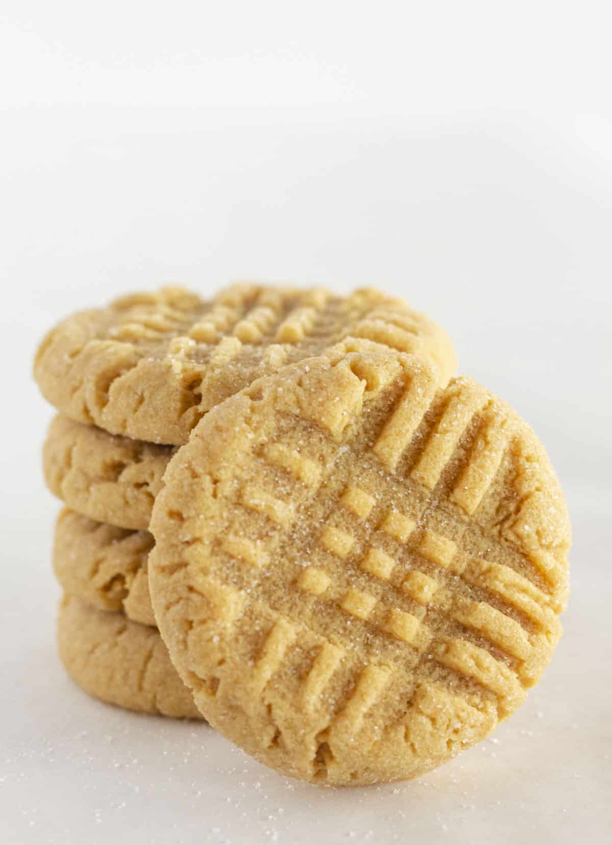 4 Peanut Butter Cookies made with 4 ingredients.