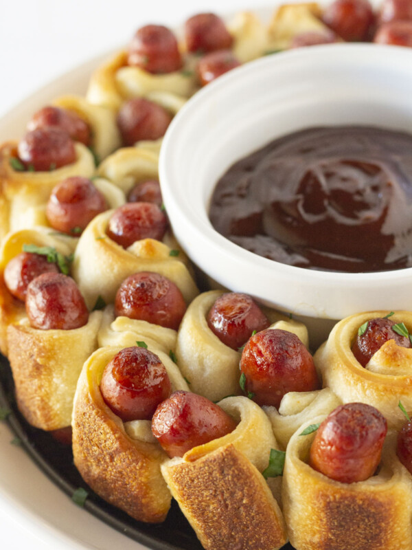 Pigs in a Blanket made into a wreath.
