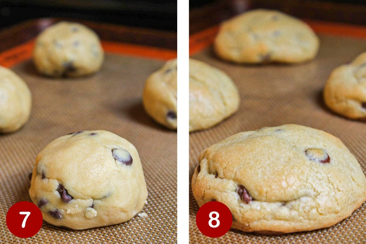 Photos of steps 7 & 8 for making Thick Chocolate Chip Cookies.
