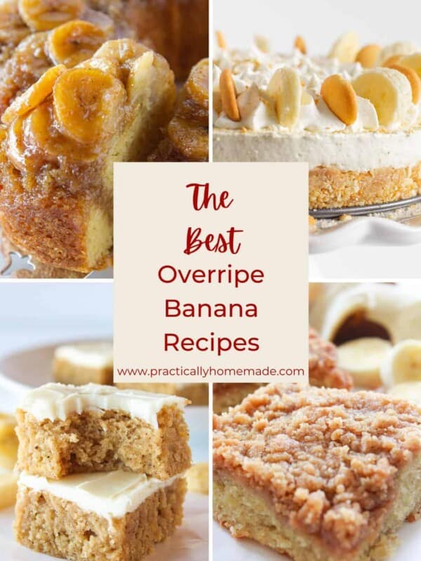 A collage of the best overripe banana recipes.