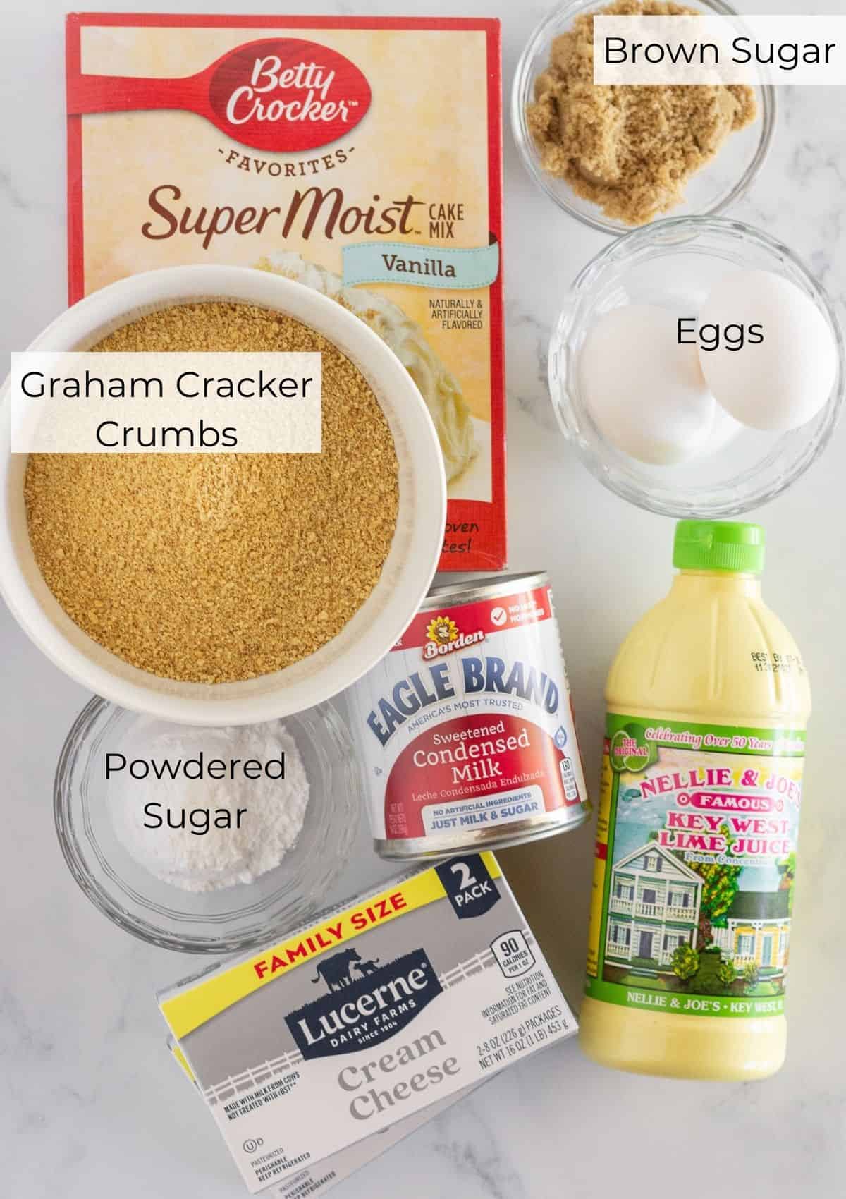 Ingredients needed for Key Lime Cookies.