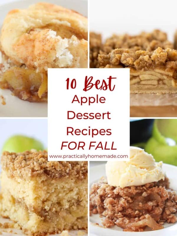 A collage of apple recipes featured in this post.
