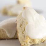 Serving Bisquick scones with vanilla glaze.