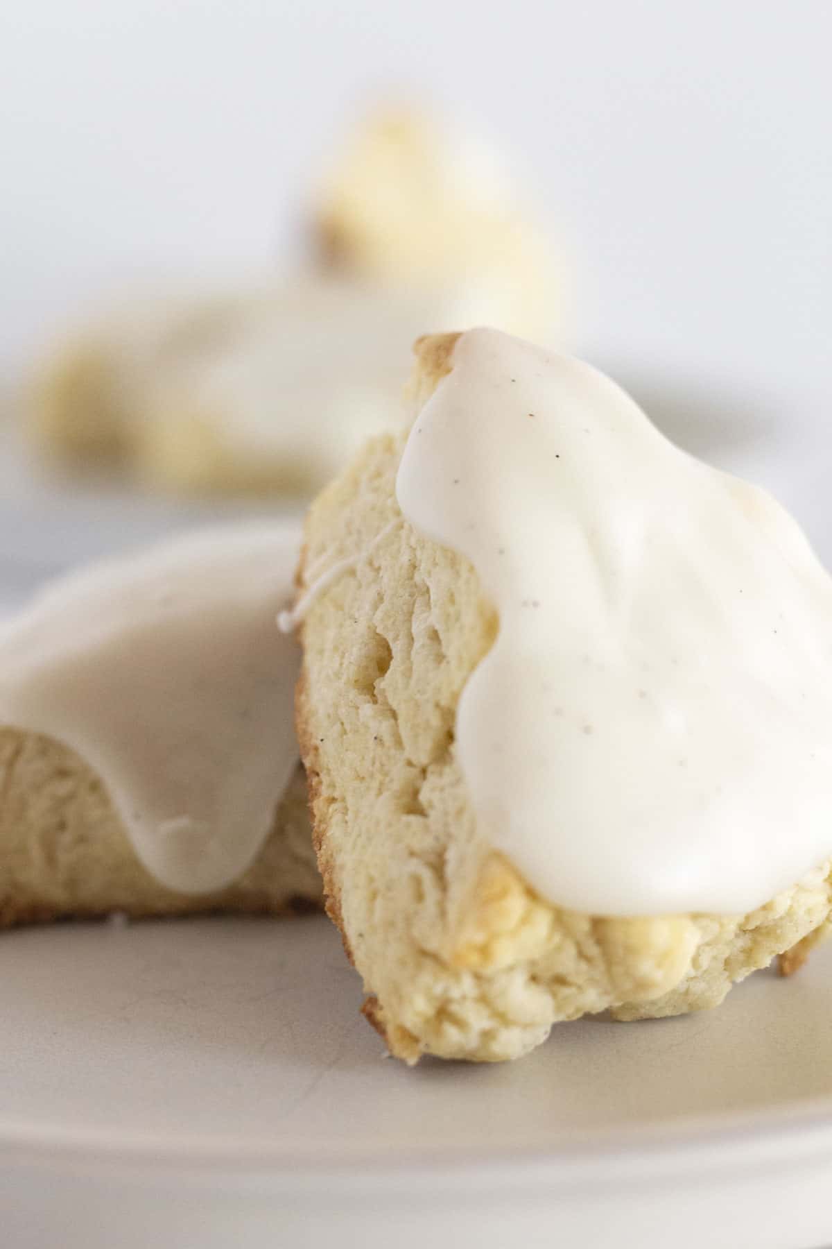 Serving Bisquick scones with vanilla glaze.