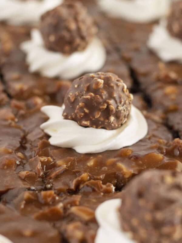 The top of Ferrero Rocher cake.