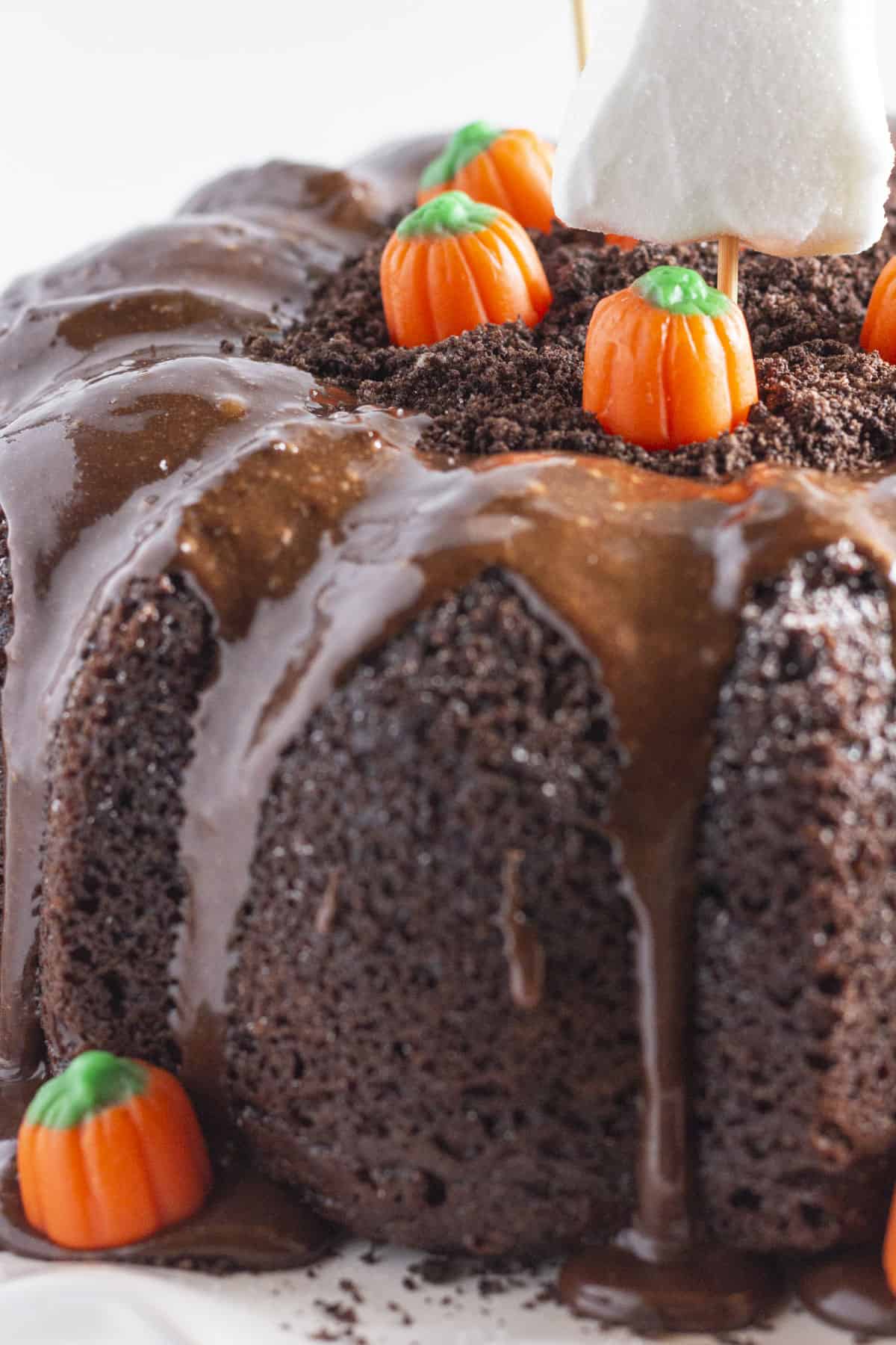 An up close photo of the ingredients needed to decorate a Halloween Cake.