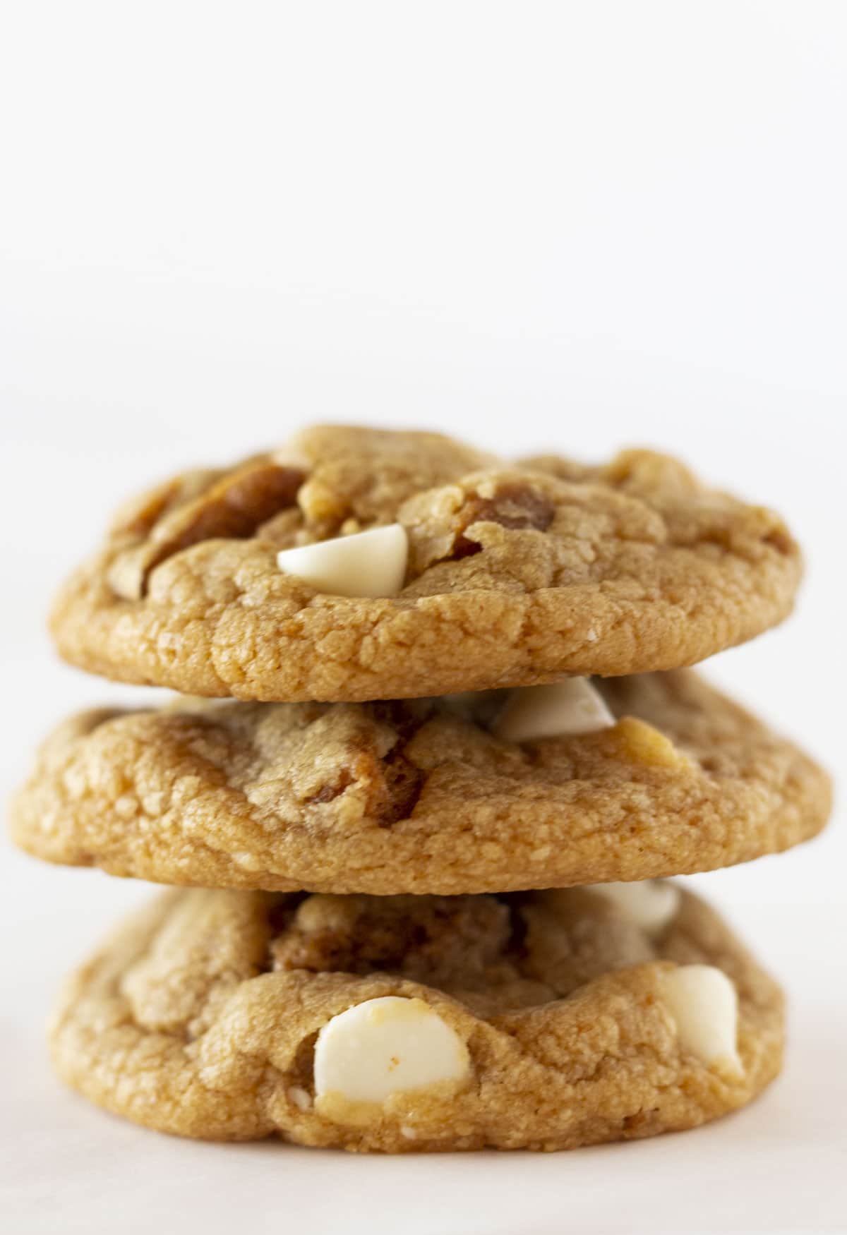 Three cookie butter cookies stacked on each other.