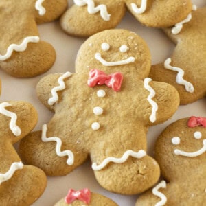 Gingerbread cookies on a white plate and ready to serve.