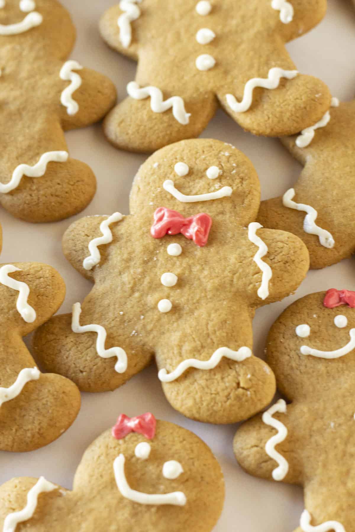 Soft gingerbread cookies on a white plate and ready to serve.