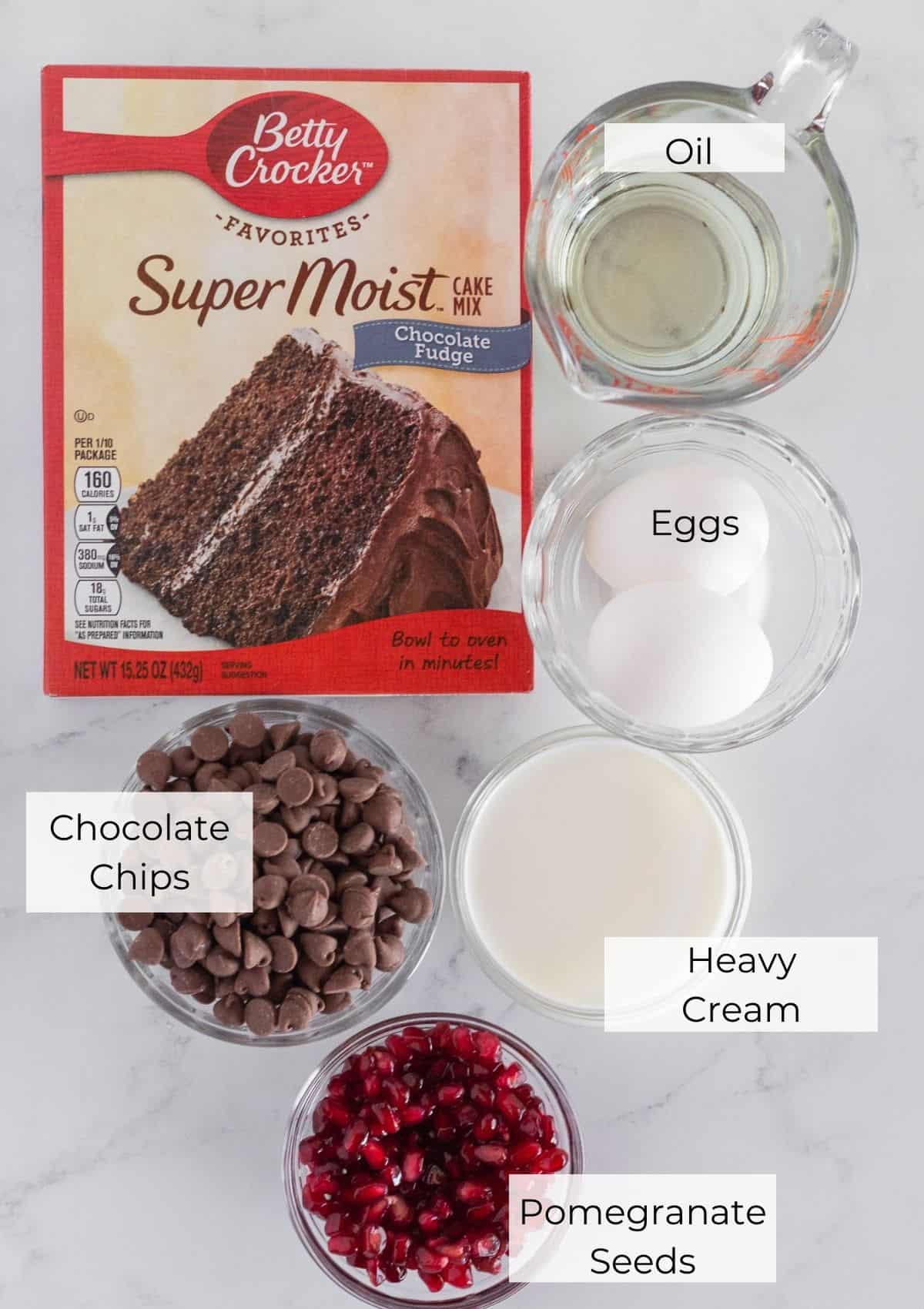 The ingredients needed to make Pomegranate Cookies.