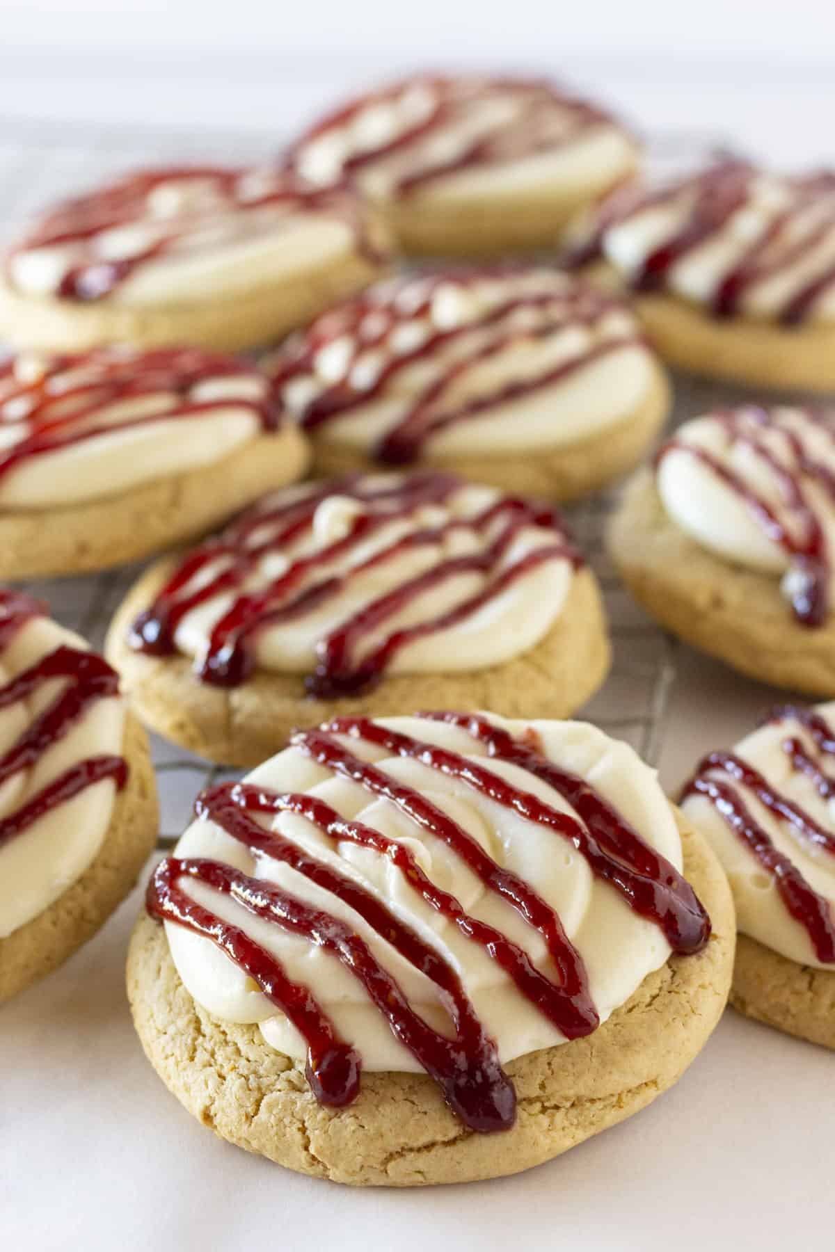 Crumbl Copycat Raspberry Cheesecake Cookies made with a cake mix