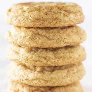 5 Snickerdoodle Cookies stacked on each other.