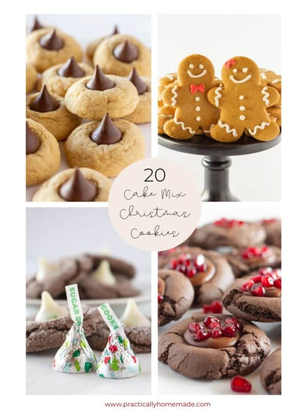 A collage of cake mix Christmas Cookies.