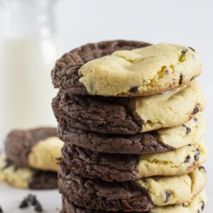 7 brookie cookies stacked on each other.