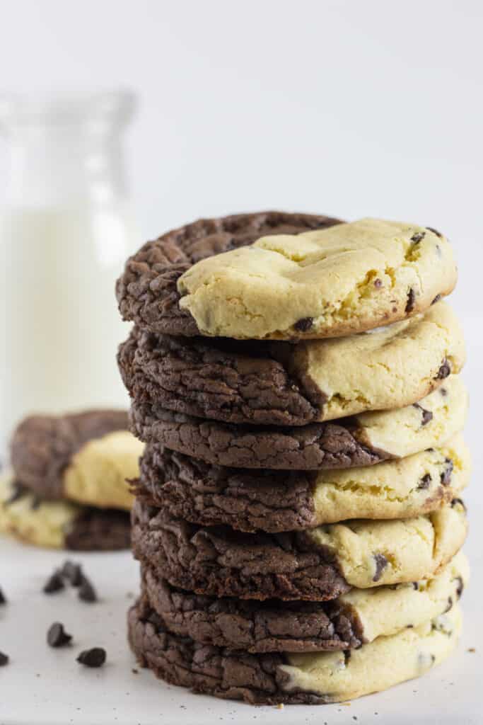 7 brookie cookies stacked on each other.