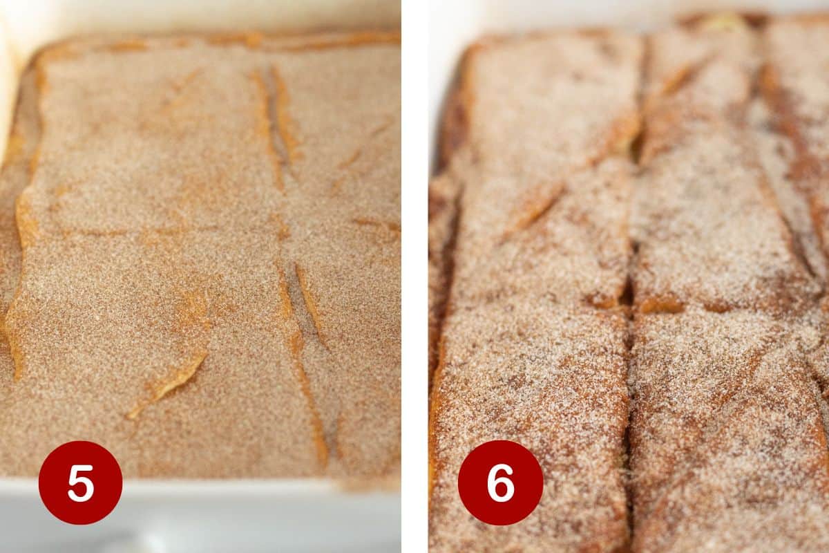 Top with cinnamon sugar and bake for 30-35 minutes.