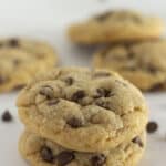 A stack of small batch chocolate chip cookies.