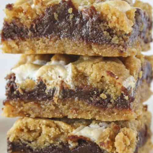 Three cookie bars stacked on each other.