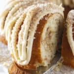 Serving a slice of Snickerdoodle Bundt Cake.
