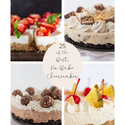 A collage of 4 of the best no bake cheesecakes.