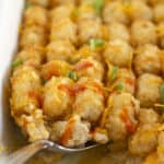Buffalo chicken tater tot casserole with ground chicken.