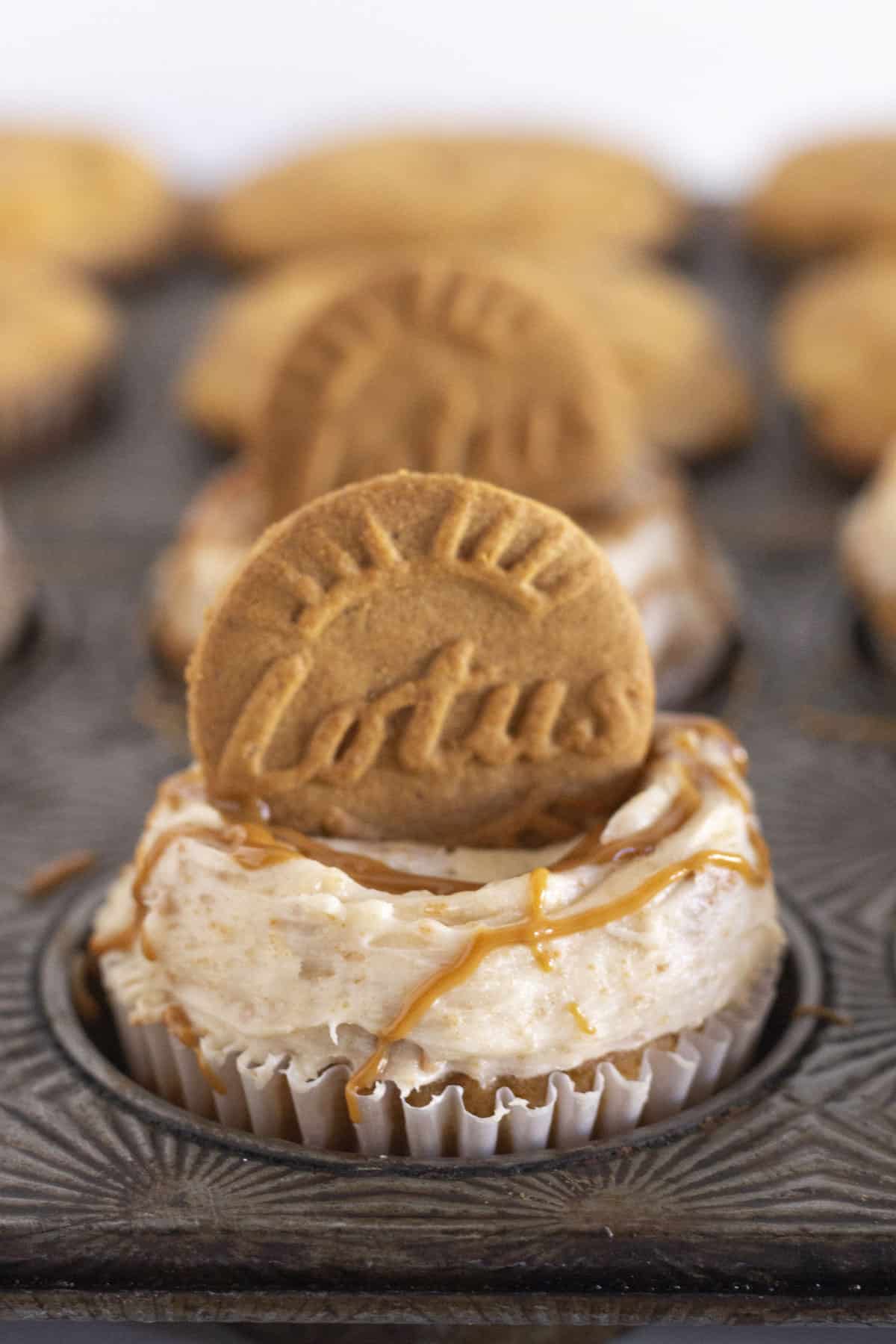 Biscoff buttercream on cupcakes.