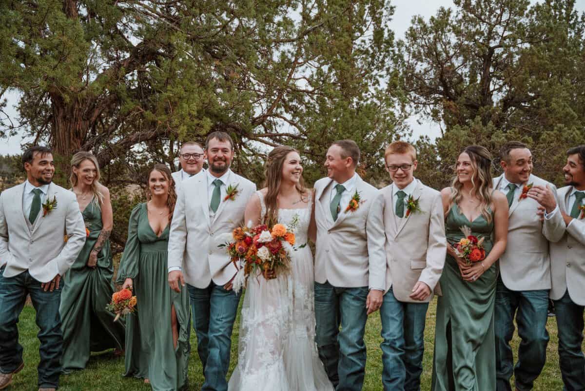 The wedding party after the wedding ceremony.
